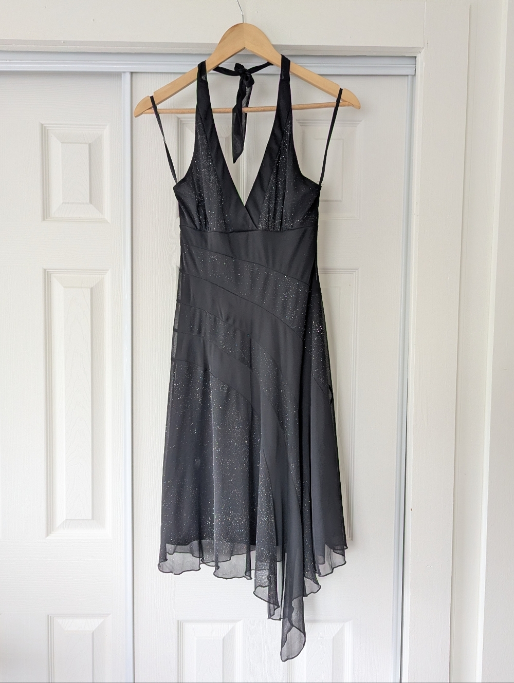 Byerwear Too! Y2K Black Sparkle Halter Dress S Goth Whimsigoth Fairy Cocktail